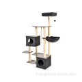 เฟอร์นิเจอร์ Cat Tower ที่ทันสมัยหลายระดับรอยขีดข่วนไม้